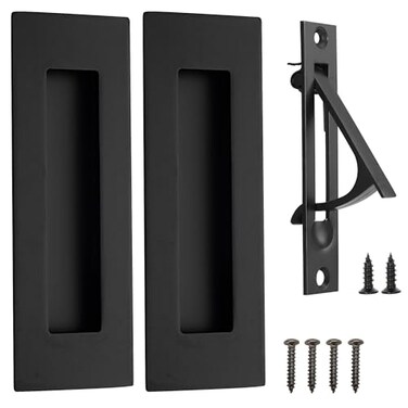 Malimali 6 Inch Recessed Finger Flush Pulls for Pocket Door Closet Door Sliding Barn Door Handle Matte Black Stainless Steel Rectangular Door Edge Pulls Hardware3 Pack B