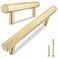 QOGRISUN 2Pack Solid Brass Cabinet Pulls Hexagon Drawer Handles 334Inch Hole Center Suitable for Kitchen Bathroom Dresser Cupboard Hardware 53Inch Total Length Brushed Finish