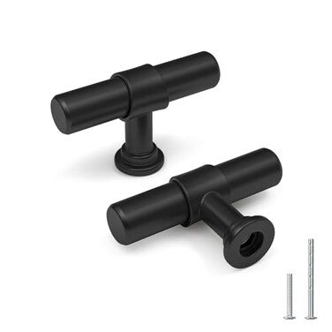 Goldenwarm 10 Pack Black Cabinet Knobs Black Kitchen Cabinet Knobs Kitchen Drawer Handles T Bar Dresser Handles Modern Pulls for Drawer 2 Inch Overall Length