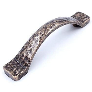 Jetland Arched Hammered Cabinet Pulls 6Pack Antique Brass 3 Hole Centers Rustic Solid Cast Handle Pulls for Dresser Nightstand Furniture HT0611ABR76