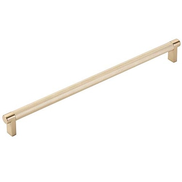 HIS CO Emtek Select Knurled Cabinet Pull with Satin Brass US4 Stem Finish Choice of Size 84058RECUS4KNUS4 CentertoCenter 12