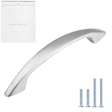 LIZAVO Brushed Satin Nickel Cabinet Pulls Curved Arched Kitchen Cabinet Handles Modern Hardware for Drawer Dresser 3 inch 76mm Hole Centers 25 Pack