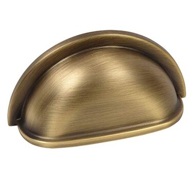 Cosmas 10 Pack 4310BAB Brushed Antique Brass Cabinet Hardware Bin Cup Drawer Handle Pull 3 Inch 76mm Hole Centers