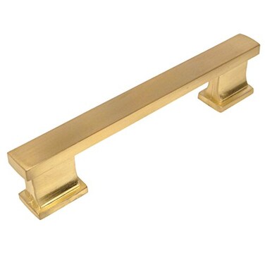Cosmas 10 Pack 7024BB Brushed Brass Contemporary Cabinet Hardware Handle Pull 4 Inch 102mm Hole Centers