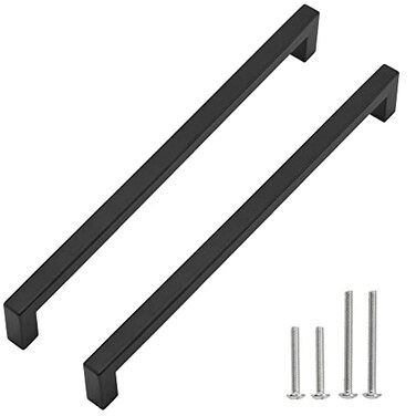 Redunest Cabinet Pulls Matte Black Cabinet Handles Square Drawer Pulls 10 Pack 1113 Inch Stainless Steel Kitchen Door Cupboard Cabinet Handles Drawer Hardware Handles 288mm Hole Centers