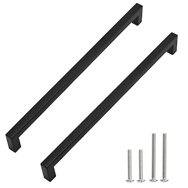 Redunest Cabinet Pulls Matte Black Cabinet Handles Square Drawer Pulls 10 Pack 1235 Inch Stainless Steel Kitchen Door Cupboard Cabinet Handles Drawer Hardware Handles 320mm Hole Centers