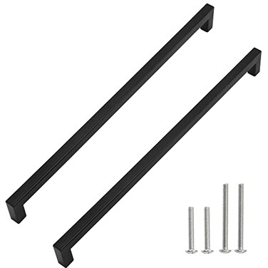 Redunest Cabinet Pulls Matte Black Cabinet Handles Square Drawer Pulls 2 Pack Stainless Steel Kitchen Cabinet Handles 1345 Inch 352mm Hole Centers