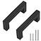Redunest Cabinet Pulls Matte Black Cabinet Handles Square Drawer Pulls 2 Pack 3 Inch Stainless Steel Kitchen Door Cupboard Cabinet Handles Drawer Hardware Handles 76mm Hole Centers