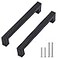 Redunest Cabinet Pulls Matte Black Cabinet Handles Square Drawer Pulls 2 Pack 5 Inch Stainless Steel Kitchen Door Cupboard Cabinet Handles Drawer Hardware Handles 128mm Hole Centers