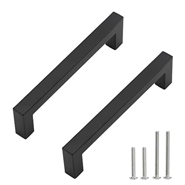 Redunest Cabinet Pulls Matte Black Cabinet Handles Square Drawer Pulls 20 Pack 614 Inch Stainless Steel Kitchen Cabinet Handles 160mm Hole Centers
