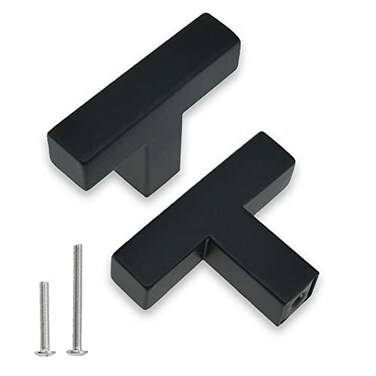 Redunest Hardware Handle 2 Pack Square TShaped Cabinet Pulls Matte Black Stainless Steel 19 inches Cupboard Cabinets Drawer Knobs