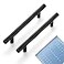 Ravinte 20 Pack 738 Cabinet Pulls Matte Black Stainless Steel Kitchen Drawer Pulls Cabinet Handles 738Length 5 Hole Center with Mounting Template