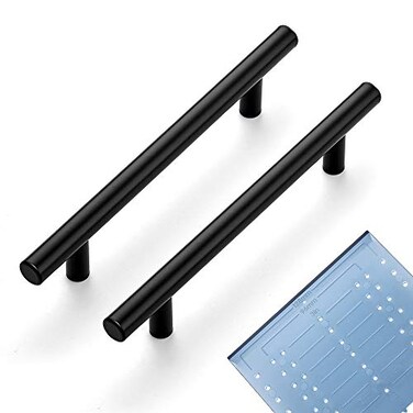 Ravinte 20 Pack 738 Cabinet Pulls Matte Black Stainless Steel Kitchen Drawer Pulls Cabinet Handles 738Length 5 Hole Center with Mounting Template
