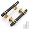 Haliwu 10 Pack Black and Gold Cabinet Pulls 3 inch Kitchen Cabinet Handles Square Dresser Drawer Hardware