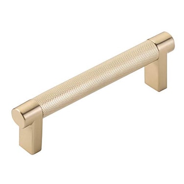 HIS CO Emtek Select Knurled Cabinet Pull with Satin Brass US4 Stem Finish Choice of Size 84053RECUS4KNUS4 CentertoCenter 4