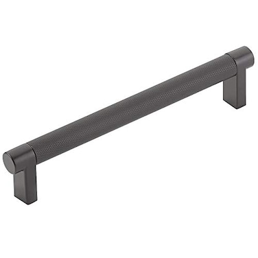 HIS CO Emtek Select Knurled Cabinet Pull with Flat Black US19 Stem Finish Choice of Size 84055RECUS19KNUS19 CentertoCenter 6