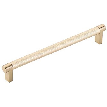 Top Knobs Emtek Select Knurled Cabinet Pull with Satin Brass US4 Stem Finish Choice of Size 84056RECUS4KNUS4 CentertoCenter 8