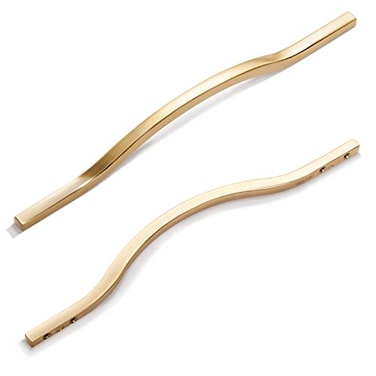 Goo-Ki GooKi Low Profile Brushed Brass Cabinet Pulls Double Hole Centers 6376 Zinc Alloy Handle for Drawer Cupboard Wardrobe6 Packed
