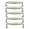 SENRISE 5 Pack Zinc Alloy Cabinet Handles 5 128mm Hole Centers White Ceramic Cabinet Pulls Drawer Pulls Hardware for Cabinets Cupboard Silver