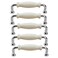 SENRISE 5 Pack Zinc Alloy Cabinet Handles 5 128mm Hole Centers White Ceramic Cabinet Pulls Drawer Pulls Hardware for Cabinets Cupboard Silver