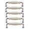 SENRISE 5 Pack Zinc Alloy Cabinet Handles 5 128mm Hole Centers White Ceramic Cabinet Pulls Drawer Pulls Hardware for Cabinets Cupboard Silver