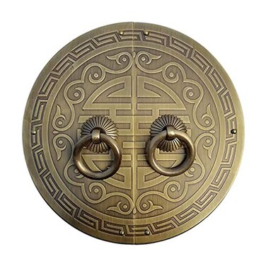 Tiazza A Pair Antique Brass Round Plate Pulls Handle Shoe Cabinet Wardrobe Cupboard Pure Copper Vintage Double Door Ring Pull Bronze Tone