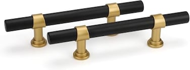 Goldenwarm 10 Pack Black and Gold Cabinet Pulls 3 Inch Kitchen Cabinet Handles Black Kitchen Drawer Pulls for Dresser Bathroom Modern HardwareZinc Alloy Base