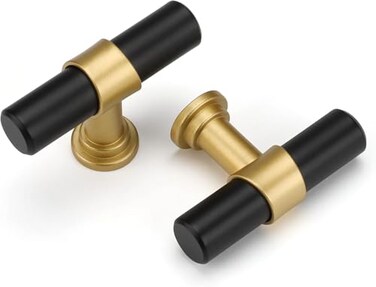 Goldenwarm 10 Pack Black and Gold Cabinet Knobs Kitchen Cabinet Knobs for Dresser Drawers Black and Gold Cabinet Pulls Modern Hardware for Cupboard BathroomZinc Alloy Base