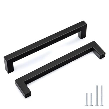 Goldenwarm 30 Pack Black Square Bar Cabinet Pull Drawer Handle Stainless Steel Modern Hardware for Kitchen and Bathroom Cabinets Cupboard Center to Center 712in192mm