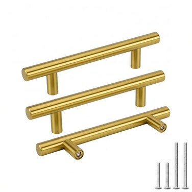 Goldenwarm 25 Pack 334in Brushed Gold Cabinet Pulls Gold Kitchen Cabinet Handles Brushed Brass Drawer Pulls for Bedroom Bathroom Closet Door