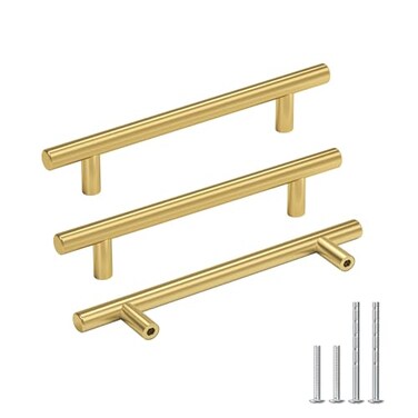 Goldenwarm 20 Pack 5 Inch Gold Cabinet Handles Brushed Gold Cabinet Pulls Kitchen Drawer Handles Brass Dresser Hardware for Bathroom Cupboard