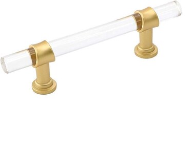 Goldenwarm 10 Pack 3 Inch Acrylic Drawer Pulls Gold Cabinet Handles Acrylic Cabinet Pulls Clear Glass Hardware for Dresser Drawer