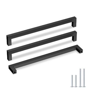 Goldenwarm 5 Pack Black Square Bar Cabinet Pull Drawer Handle Stainless Steel Modern Hardware for Kitchen and Bathroom Cabinets CupboardCenter to Center 10in256mm Black Handles for Cabinets