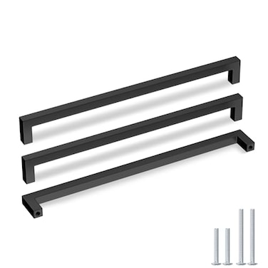Goldenwarm 5 Pack Black Square Bar Cabinet Pull Drawer Handle Stainless Steel Modern Hardware for Kitchen and Bathroom Cabinets CupboardCenter to Center 1235in320mm Cabinet Door Pulls