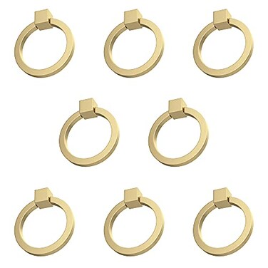 RZDEAL 8Pcs 20 x 178 Solid Brasss Pulls for Dresser Drawer Ring Pulls Furniture Hardware Brushed Gold Wardrobe Door Handles