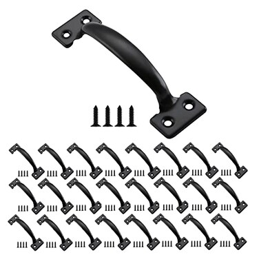 HOME MASTER HARDWARE 25 Pack 534 inch Gate Pull Handle Fence Door Handle Cabinet Pulls with Screws for Outdoor Kitchen Cabinets Closet Interior Drawer Black