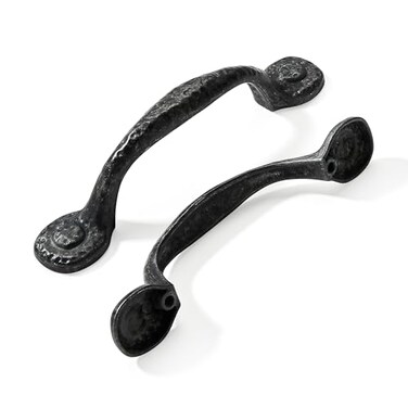 CABDM 10 Pack Rustic Black Cabinet Pulls Antique Hammered Kitchen Hardware Vintage Drawer Pulls 3 Inch 76mm Hole Center