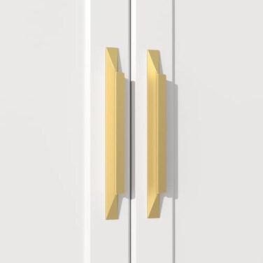 Goldenwarm 10 Pack Gold Cabinet Handles 334 Inch96mm Brushed Brass Finger Pulls Long Cabinet Pulls Modern Kitchen Bathroom Hardware