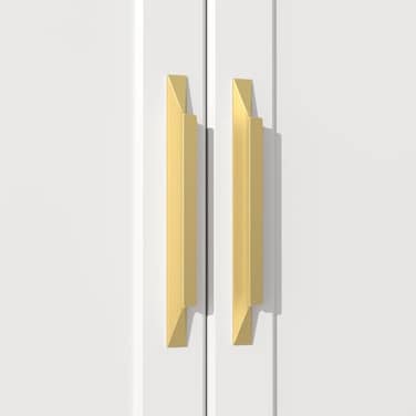 Goldenwarm 15 Pack Gold Cabinet Handles 334 Inch96mm Brushed Brass Finger Pulls Long Cabinet Pulls Modern Kitchen Bathroom Hardware