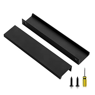 Ravinte 20 Pack Finger Pulls for Cabinets 150mm59 Length Black Edge Pulls Matte Black Finger Cabinet Concealed Handles for Kitchen Drawer Tab Handle