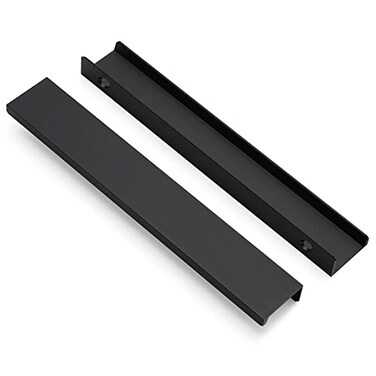 Ravinte 10 Pack Finger Pulls for Cabinets 200mm787 Length Black Edge Pulls Matte Black Finger Cabinet Concealed Handles for Kitchen Drawer Tab Handle