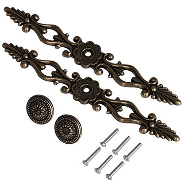 BQLZR 2PCS Antique Cabinet Pulls Wardrobe PullVintage Cabinet Hardware European Style Door Handle Drawer pulls Zinc Alloy Furniture Knobs Pull 866inch with 4 Screws