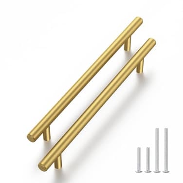 Haliwu 10 Pack Cabinet Handles Brass Gold Cabinet Pulls 5 Inch Hole Center Drawer Pulls Modern Bar Dresser Handles for Bathroom Kitchen Bedroom