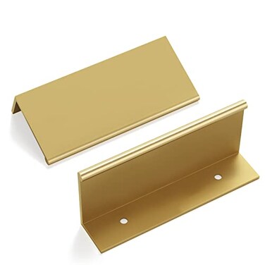 goldenwarm 10 Pack Gold Finger Edge Pulls Drawer Finger Pulls Champagne Gold Kitchen Hardware Handles Bedroom Dresser Drawers3in Hole Center