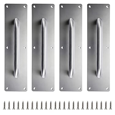 Sumnacon 4PCS Stainess Steel Door Push PlatesSturdy Door Handle Plates with Screws Solid Door Pulls for Home Office Public Commercial PlacesSilver