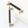 Linkaa 10 PackBrown and Gold Drawer Pulls Handles5 Kitchen Cabinet Handle Knobs Brushed Gold Dresser Pulls and Knobs Modern Dresser Cabinet Hardware Brown Leather Brushed Brass