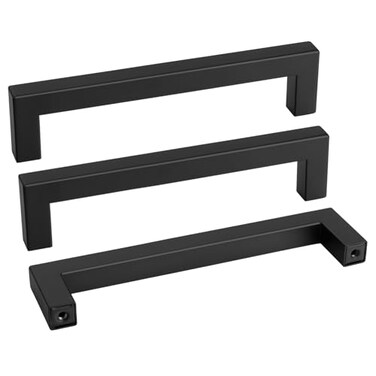 Goldenwarm 10 Pack Black Square Bar Cabinet Pull Drawer Handle Stainless Steel Modern Hardware for Kitchen and Bathroom Cabinets CupboardCenter to Center 614in160mm Kitchen Cupboard Handles