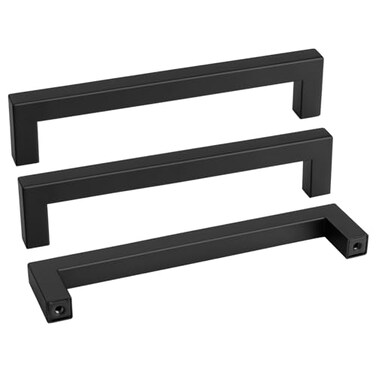 Goldenwarm 10 Pack Black Square Bar Cabinet Pull Drawer Handle Stainless Steel Modern Hardware for Kitchen and Bathroom Cabinets CupboardCenter to Center 712in192mm Black Kitchen Drawer Pulls