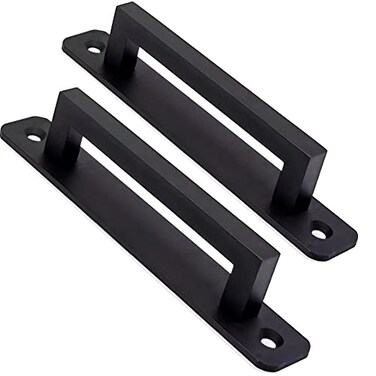 Westablize 12 Pack 5 Inch 128 mm Matte Black Square Cabinet Handles with Base Plate Aluminum Cabinet Pulls Drawer Pulls Sliding Door Pulls Black Cabinet Handles