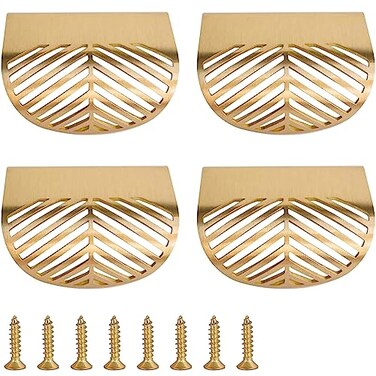 RZDEAL Solid Brass Edge Pulls for Cabinets Brushed Gold Leaf Knobs and Pulls for Dresser Drawers 4 Overall Length23860mm